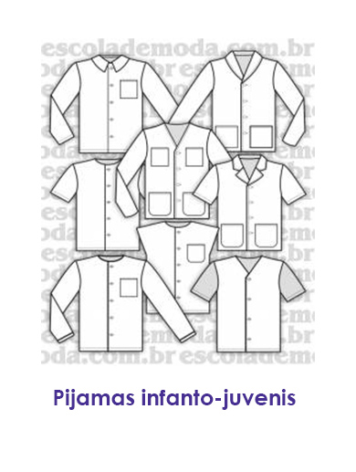 Moldes de pijamas para crianças - moda íntima