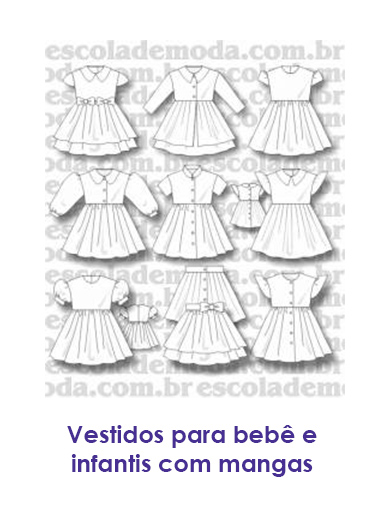 Moldes de vestidos para bebê e infantis  com mangas