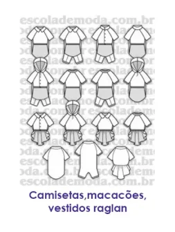 Moldes de camisetas, macacões e vestidos raglan - EMP Escola de Moda Profissional