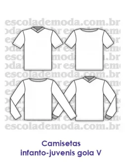 Moldes de camisetas infanto-juvenis gola v, para confecção - EMP Escola de Moda Profissional