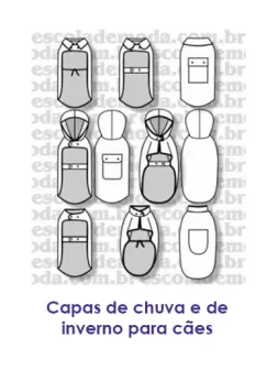 Moldes de capas de chuva e de inverno para cães - moldes para moda pet na EMP Escola de Moda Profissional