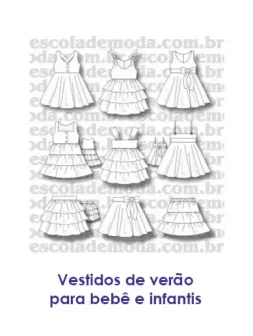 Moldes de vestidos para bebês e infantis, para confecção de modelos de verão - EMP Escola de Moda Profissional